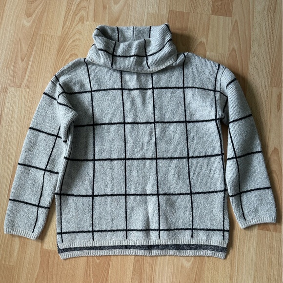 Madewell Windowpane Wool Blend Turtleneck Sweater - Picture 1 of 5